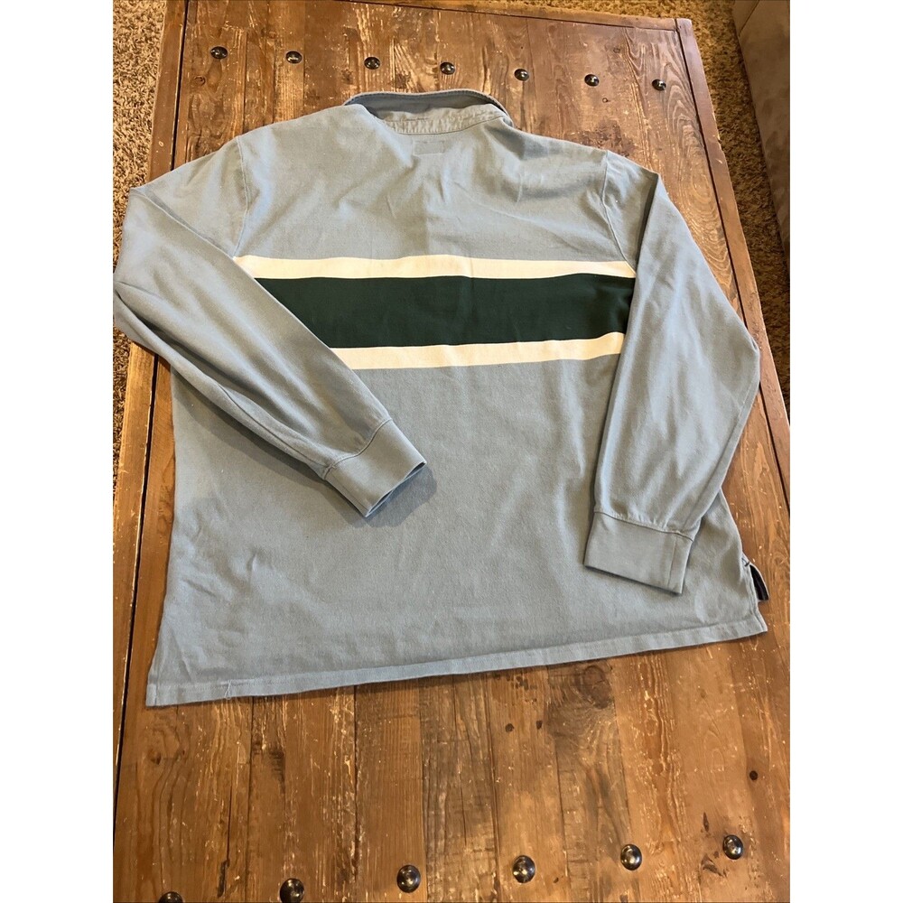 L.L. Bean Men’s Vintage Soft Rugby Stripe Shirt Size XL Blue Green Preppy EUC - Picture 8 of 9